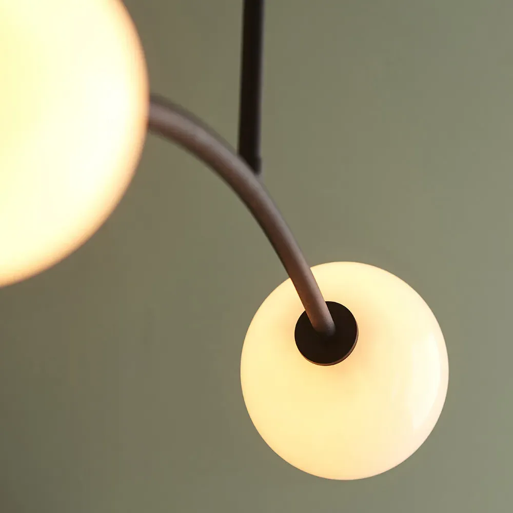 Rovigo 4 Light Ceiling Light - Black, Opal Glass