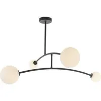 Rovigo 4 Light Ceiling Light - Black, Opal Glass