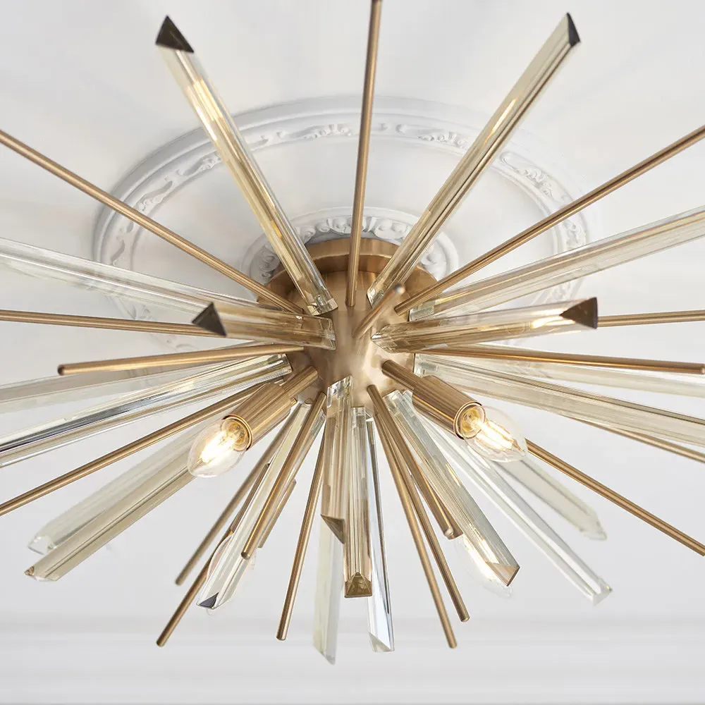 Salerno 4 Light Ceiling Pendant - Antique Brass, Glass