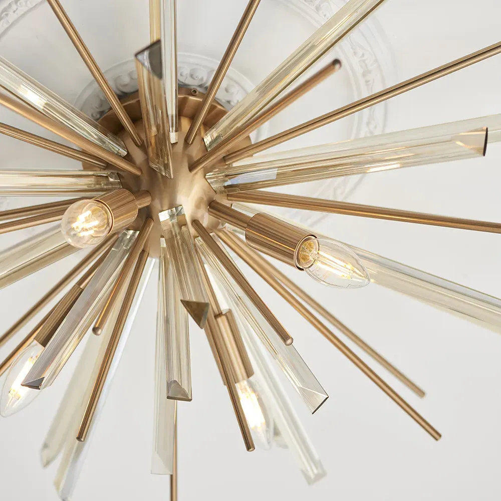 Salerno 4 Light Ceiling Pendant - Antique Brass, Glass