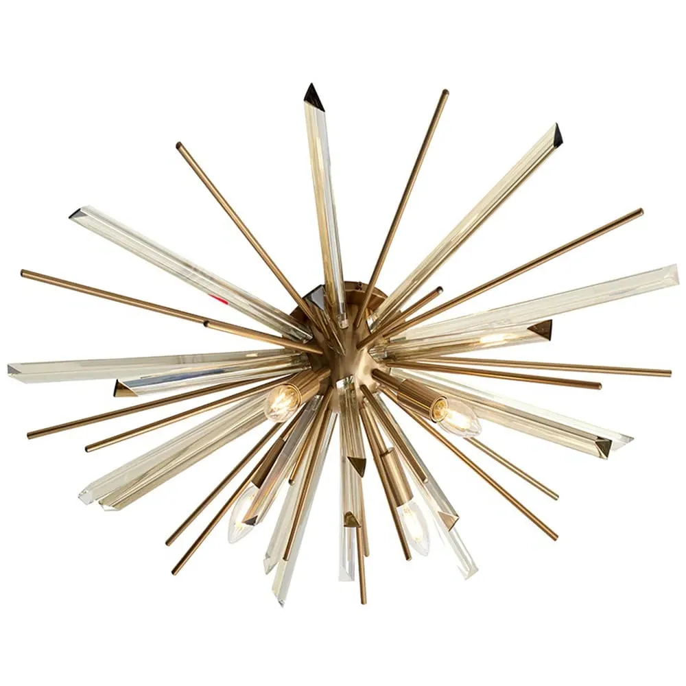 Salerno 4 Light Ceiling Pendant - Antique Brass, Glass image