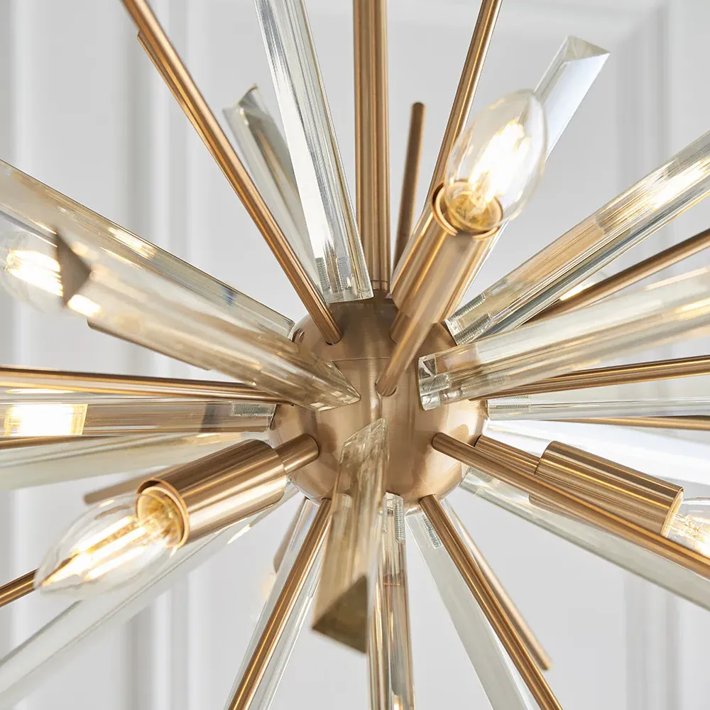 Salerno 6 Light Ceiling Pendant - Antique Brass, Glass