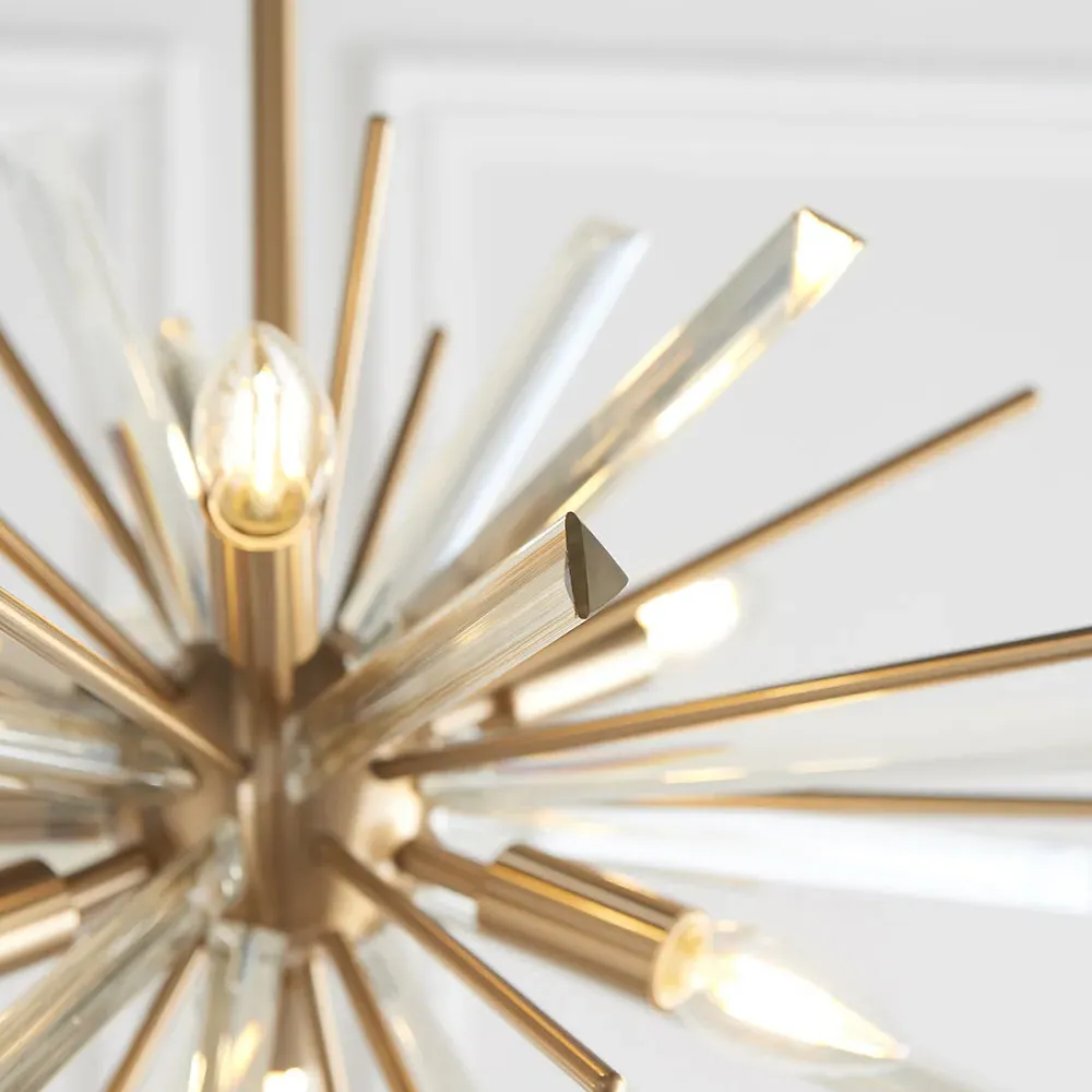 Salerno 6 Light Ceiling Pendant - Antique Brass, Glass