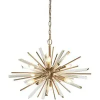 Salerno 6 Light Ceiling Pendant - Antique Brass, Glass