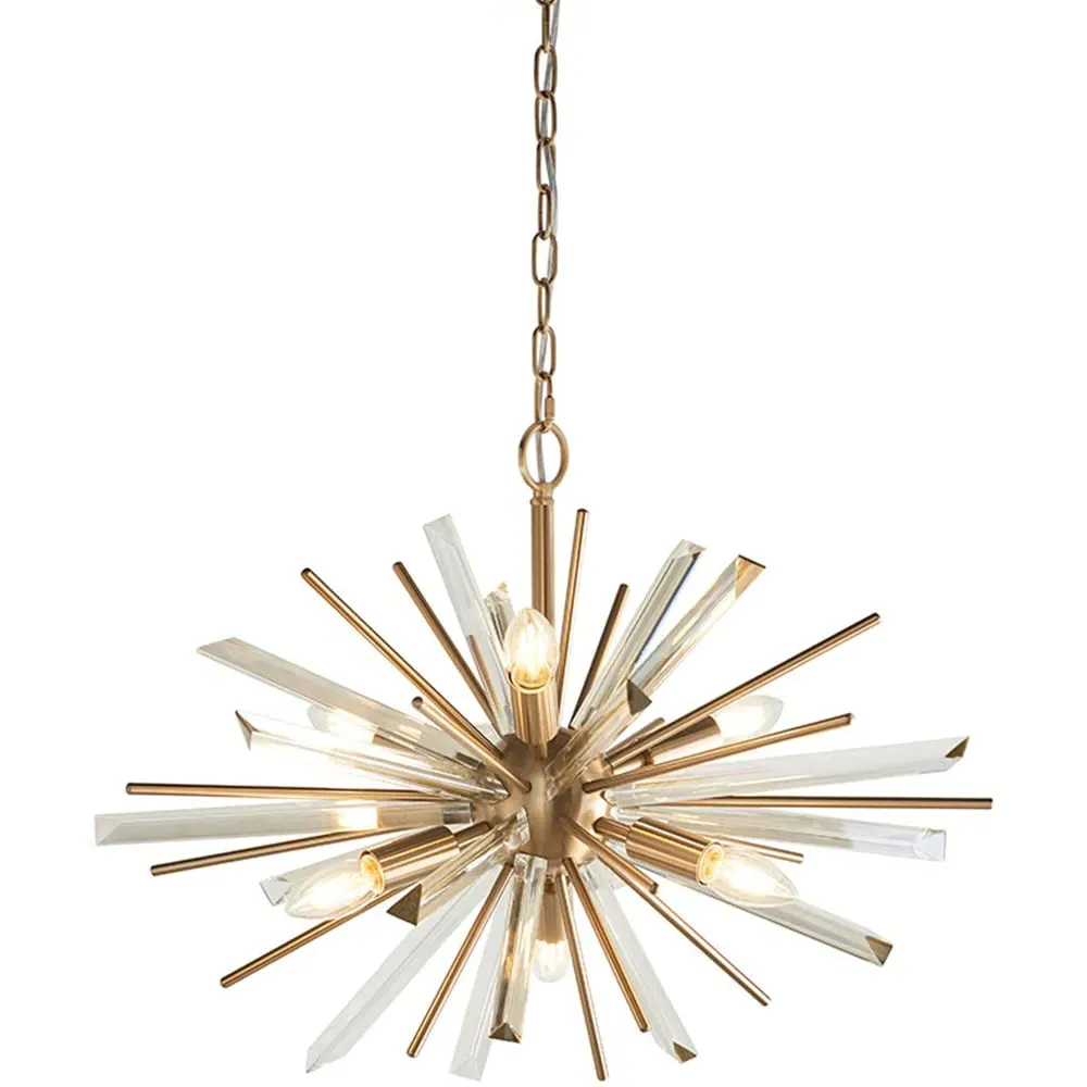 Salerno 6 Light Ceiling Pendant - Antique Brass, Glass