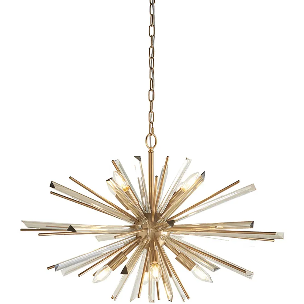 Salerno 8 Light Ceiling Pendant - Antique Brass, Glass