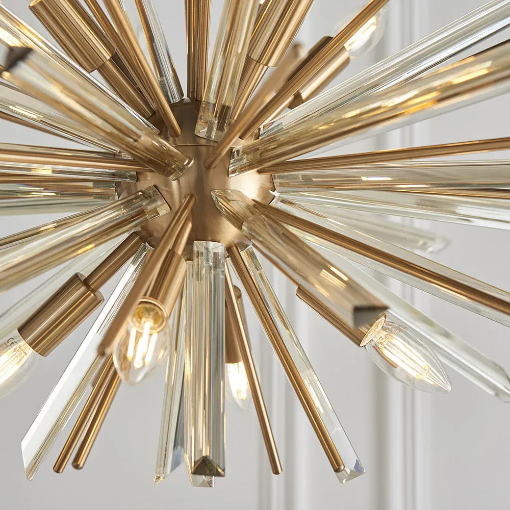 Salerno 8 Light Ceiling Pendant - Antique Brass, Glass