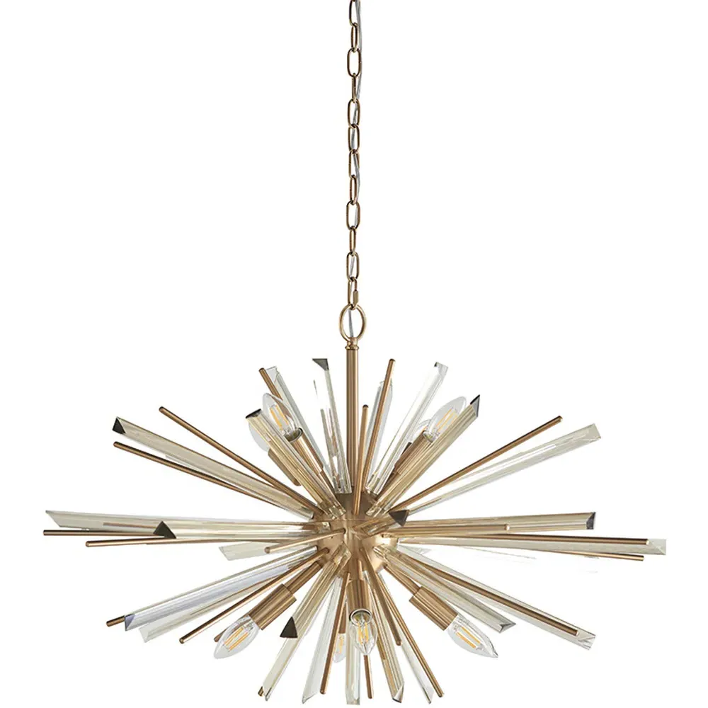 Salerno 8 Light Ceiling Pendant - Antique Brass, Glass