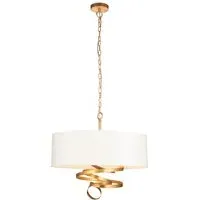 Sanremo 3 Light Pendant Ceiling Light - Gold, Cotton Fabric