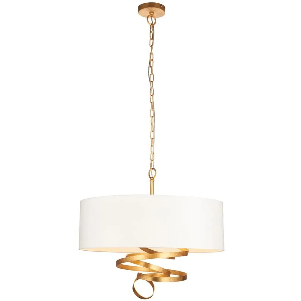 Sanremo 3 Light Pendant Ceiling Light - Gold, Cotton Fabric