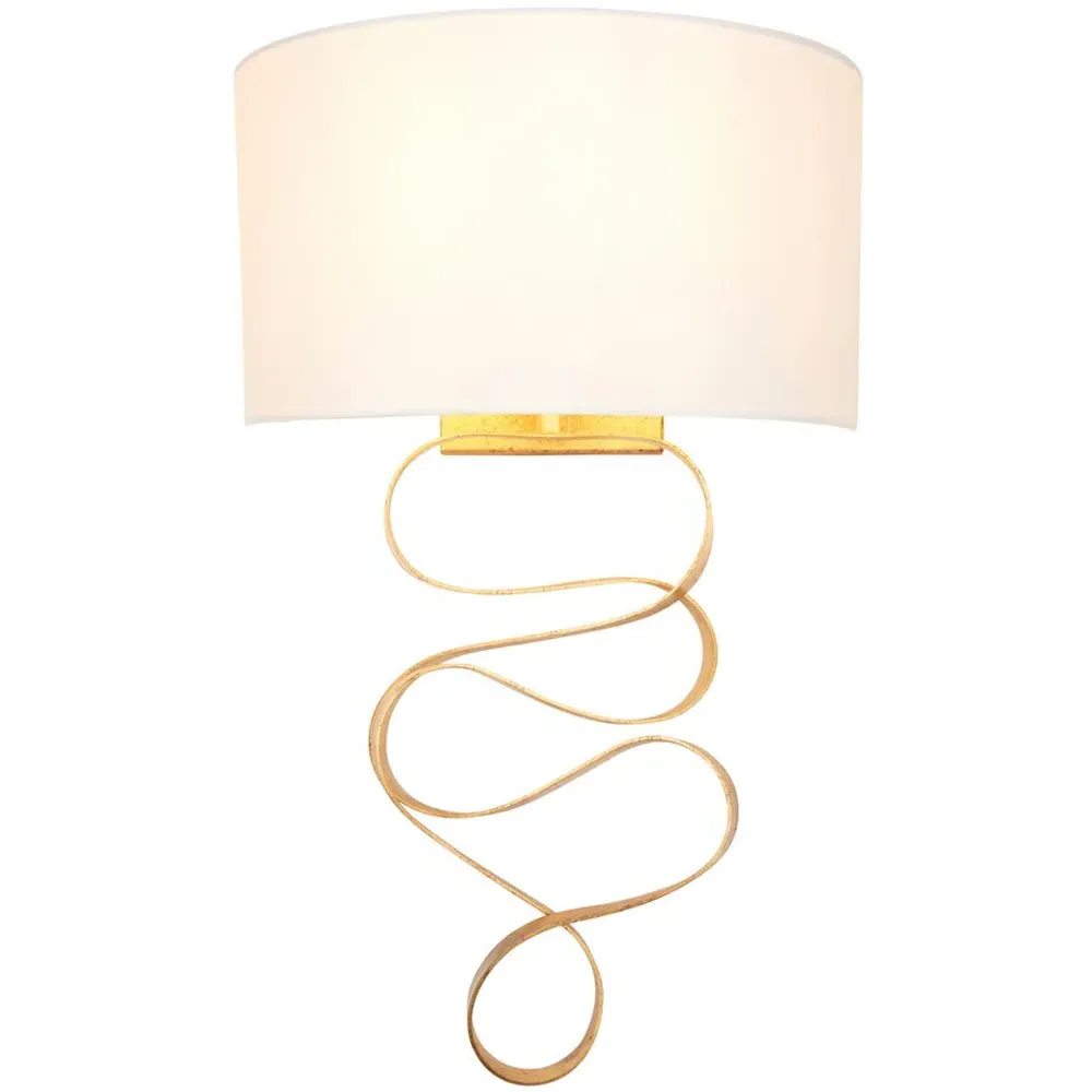 Sanremo Wall Lamp with Ribbon Detail - Gold, Fabric