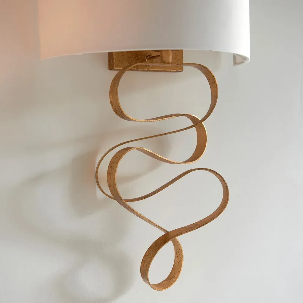Sanremo Wall Lamp with Ribbon Detail - Gold, Fabric