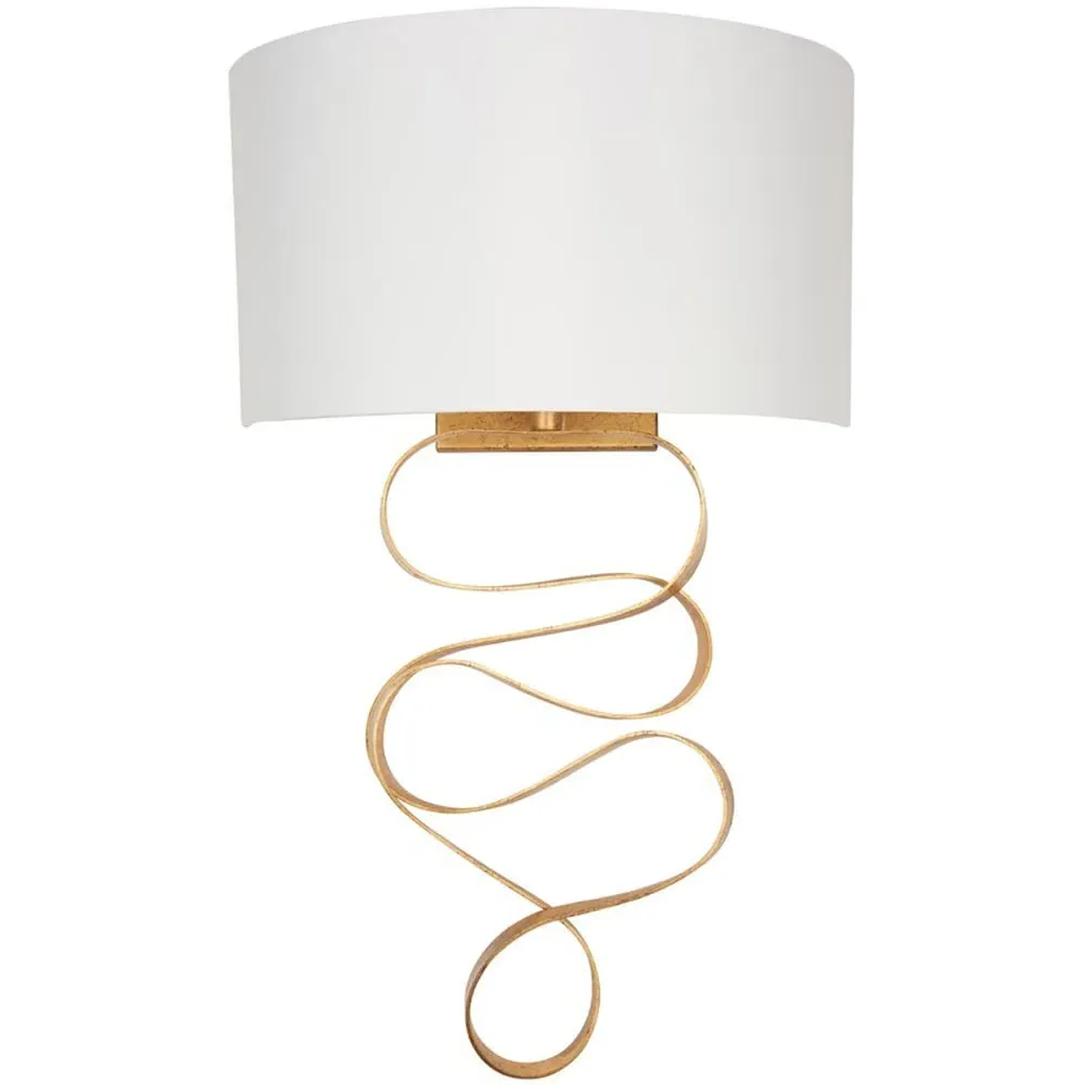 Sanremo Wall Lamp with Ribbon Detail - Gold, Fabric image