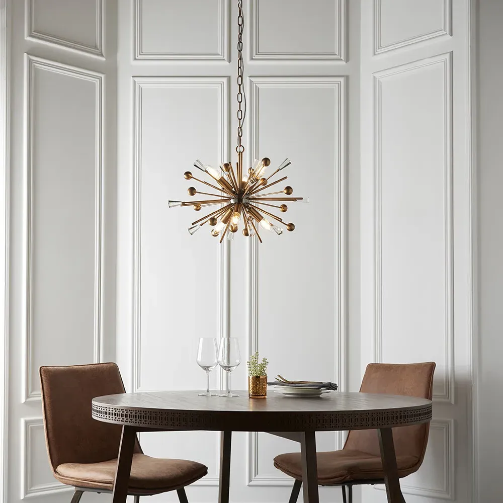 Taormina 6 Light Pendant Ceiling Light - Black Nickel, Brass