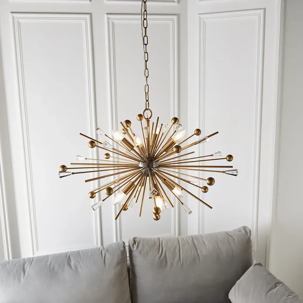 Taormina 8 Light Pendant Ceiling Light - Black Nickel, Brass