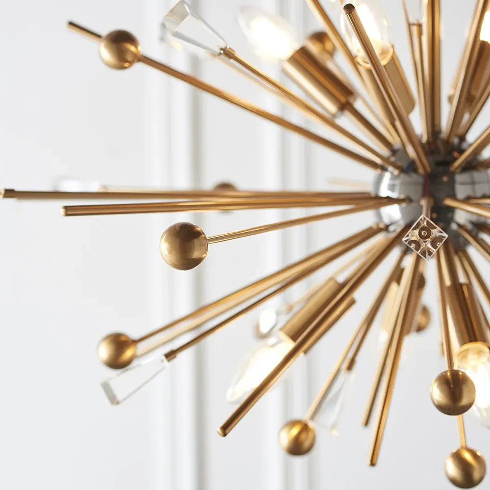 Taormina 8 Light Pendant Ceiling Light - Black Nickel, Brass