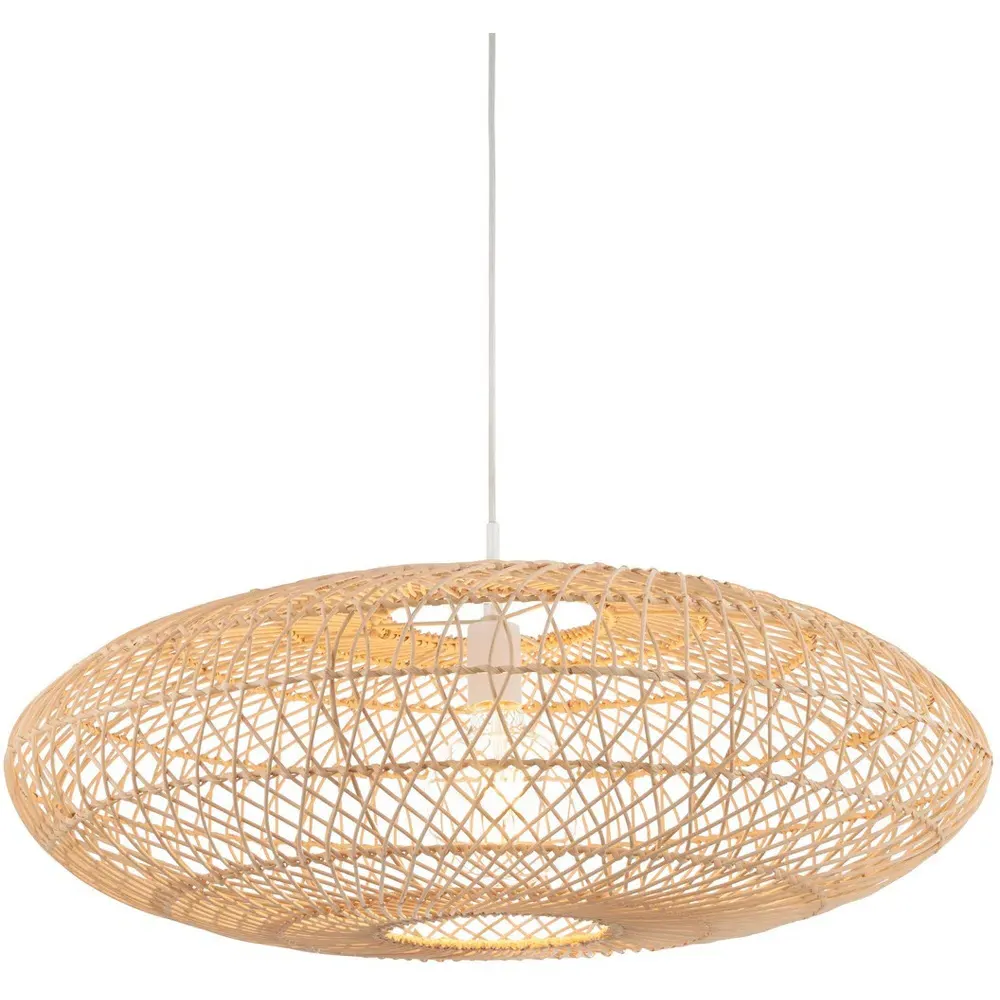 Terni Pendant Light - White, Natural Rattan