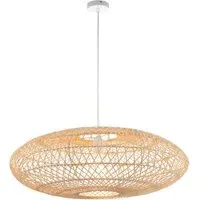 Terni Pendant Light - White, Natural Rattan