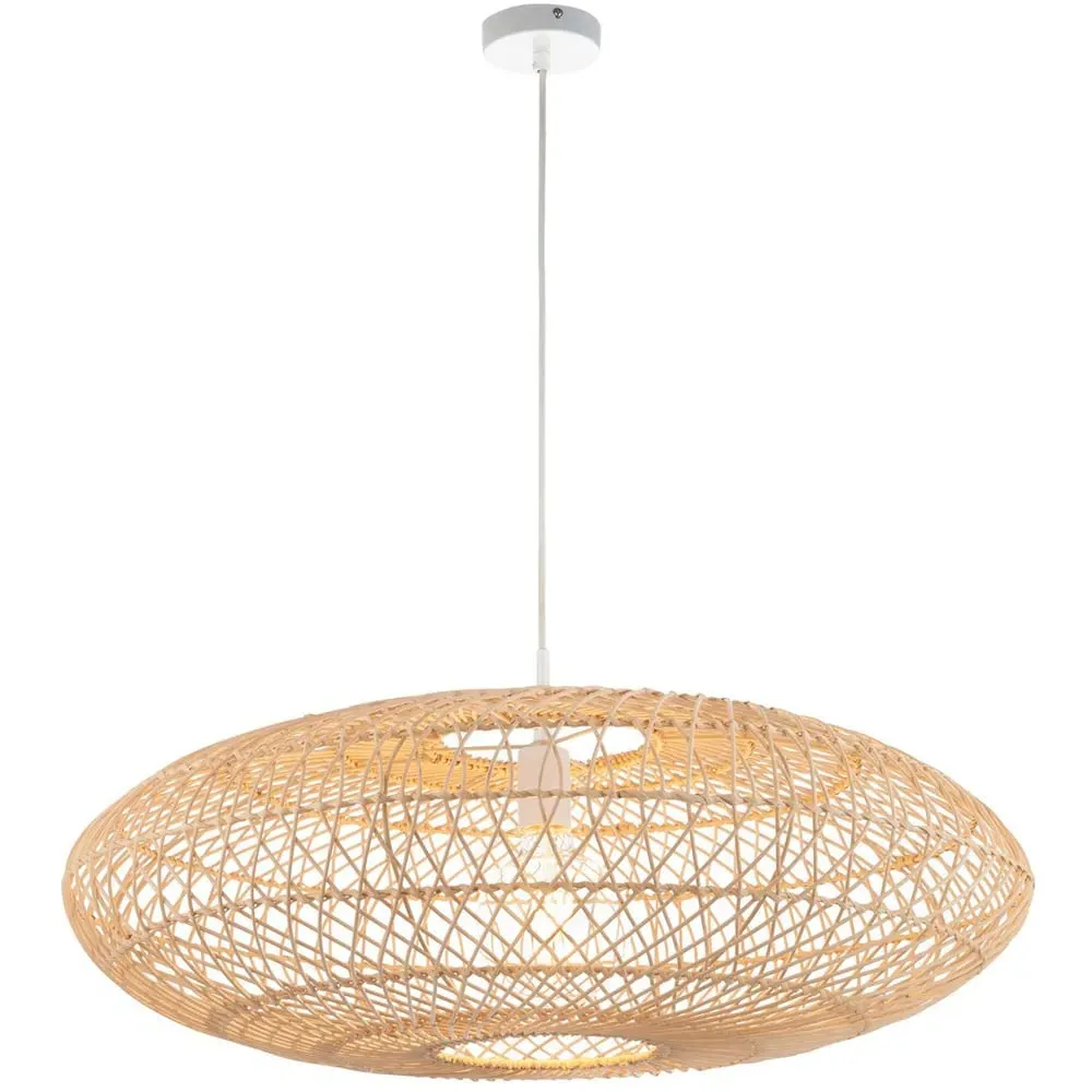 Terni Pendant Light - White, Natural Rattan image