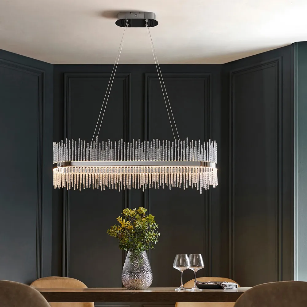 Trapani Bar Pendant Light - Silver, Clear Glass