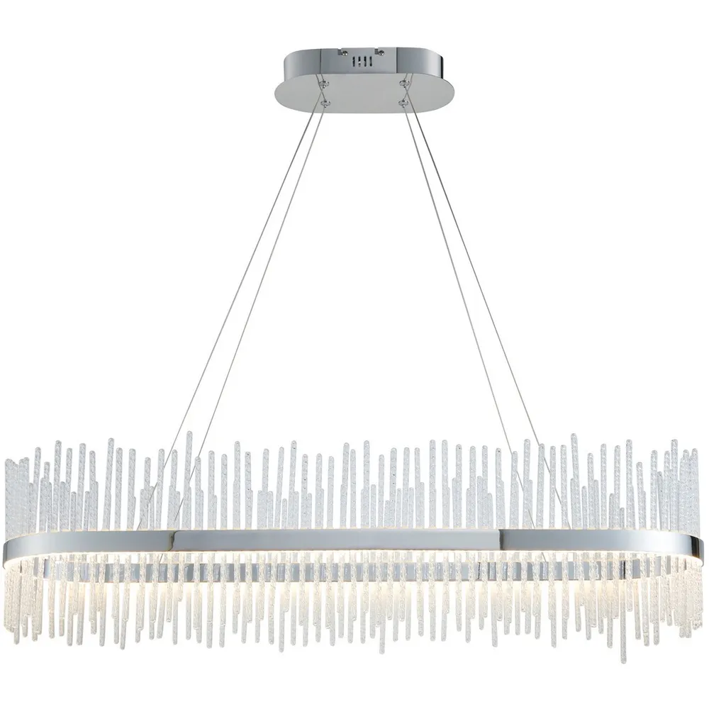 Trapani Bar Pendant Light - Silver, Clear Glass