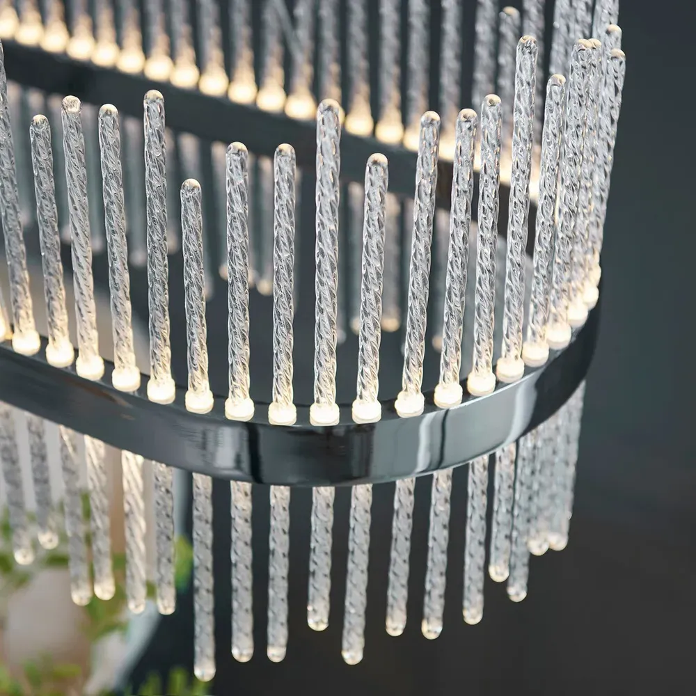 Trapani Bar Pendant Light - Silver, Clear Glass