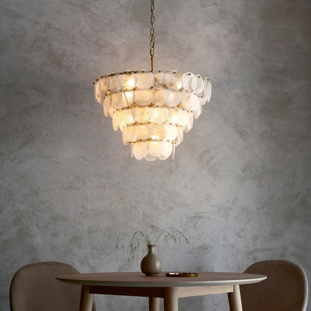 Trapani Pendant Light with Adjustable Chain - Gold, Glass