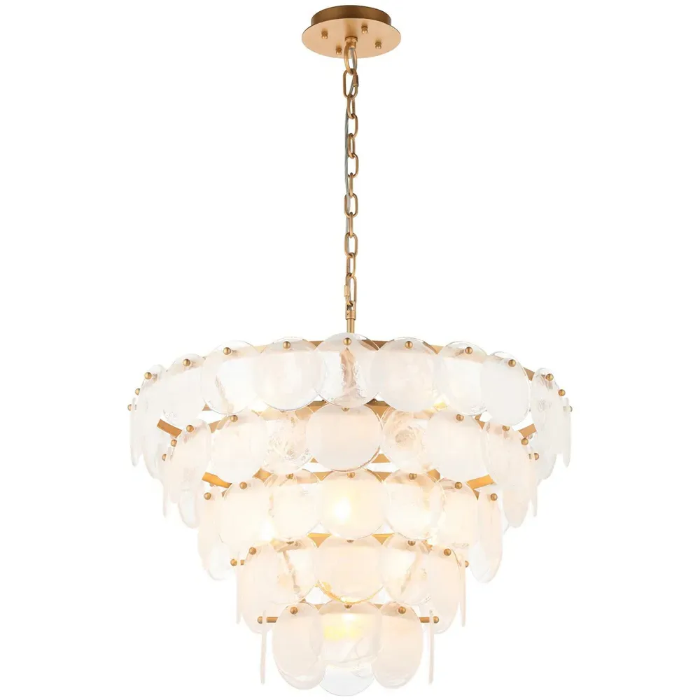 Trapani Pendant Light with Adjustable Chain - Gold, Glass
