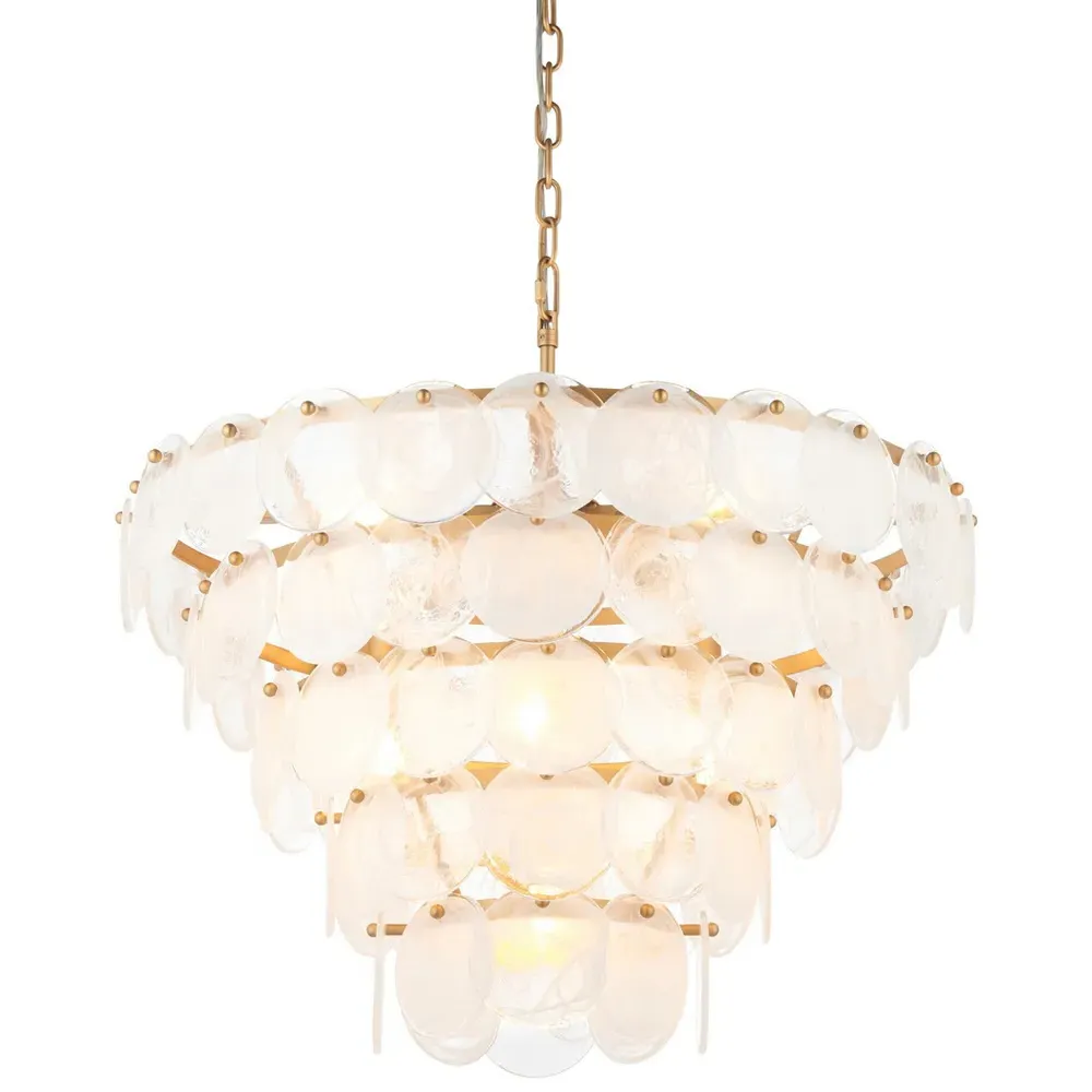 Trapani Pendant Light with Adjustable Chain - Gold, Glass