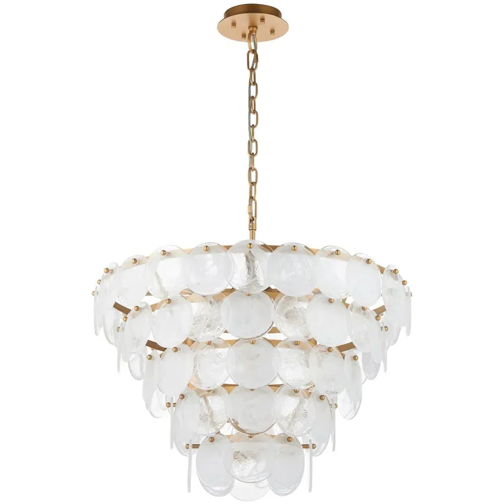 Trapani Pendant Light with Adjustable Chain - Gold, Glass