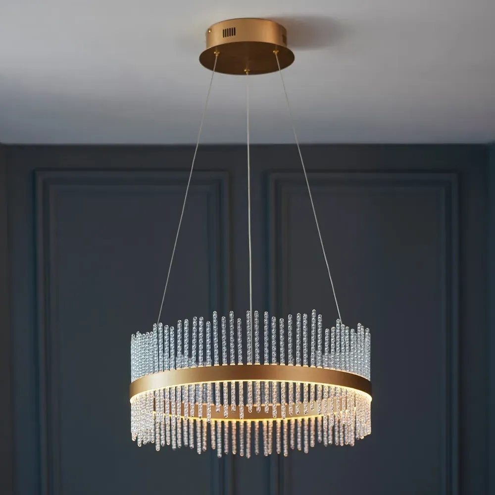 Trapani Pendant Light with Integrated LED - Gold, Glass