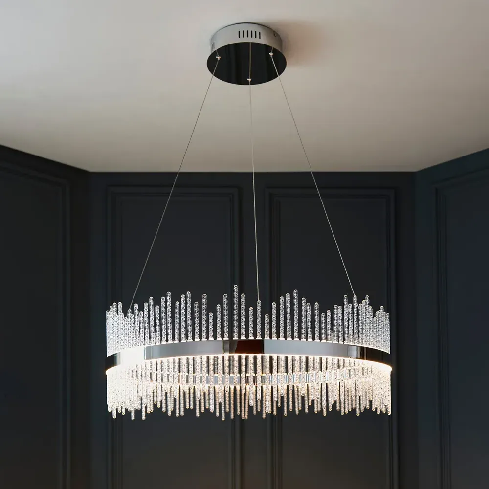 Trapani Pendant Light with Integrated LED - Silver, Glass