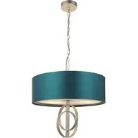 Trento 3 Light Pendant Ceiling Light - Silver, Satin Fabric