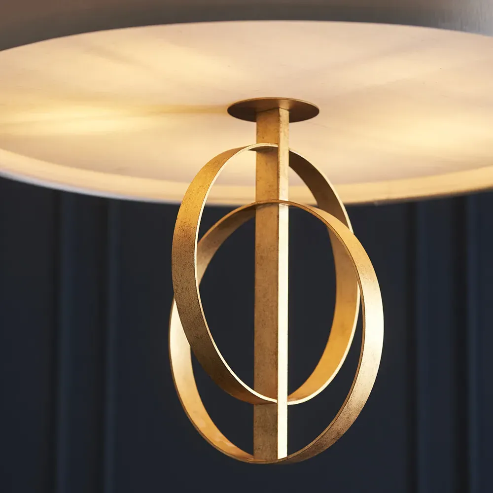 Trento 5 Light Pendant Ceiling Light - Gold, Satin Fabric