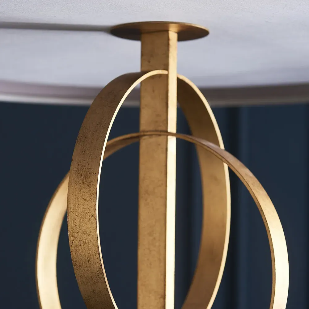 Trento 5 Light Pendant Ceiling Light - Gold, Satin Fabric