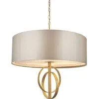 Trento 5 Light Pendant Ceiling Light - Gold, Satin Fabric