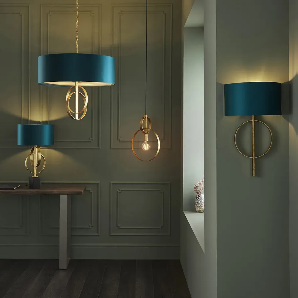 Trento 5 Light Pendant Ceiling Light - Gold, Teal