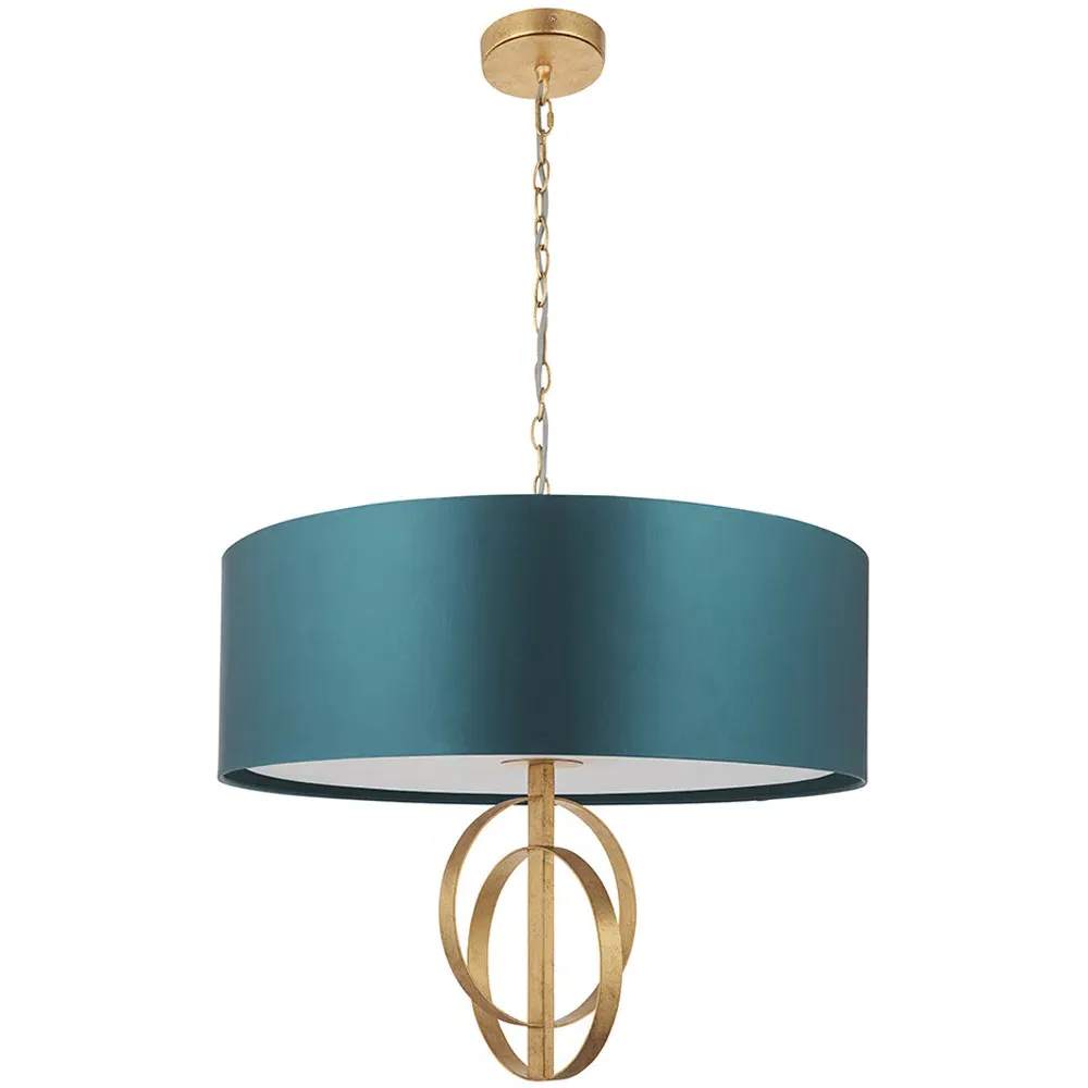 Trento 5 Light Pendant Ceiling Light - Gold, Teal