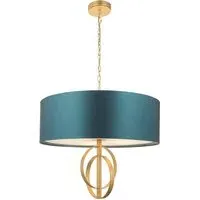 Trento 5 Light Pendant Ceiling Light - Gold, Teal