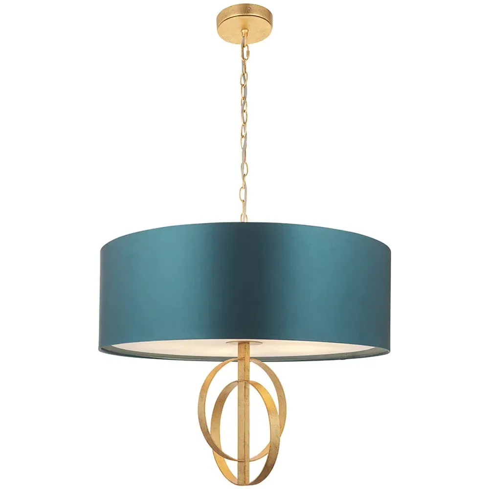 Trento 5 Light Pendant Ceiling Light - Gold, Teal image