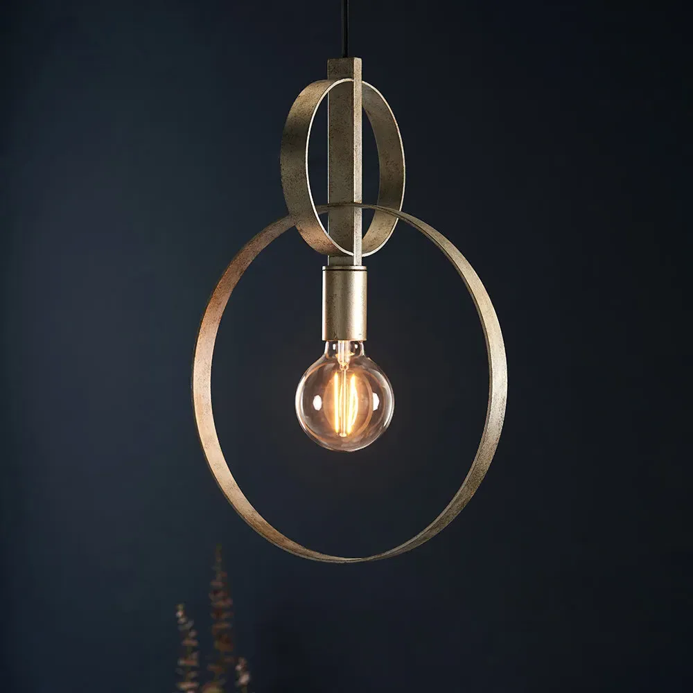 Trento Circular Pendant Ceiling Light - Antique Silver Leaf