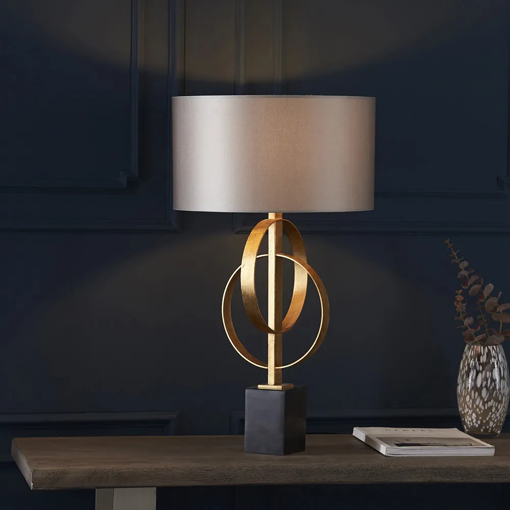 Trento Table Lamp - Gold, Satin Fabric