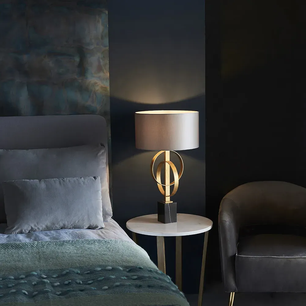 Trento Table Lamp - Gold, Satin Fabric