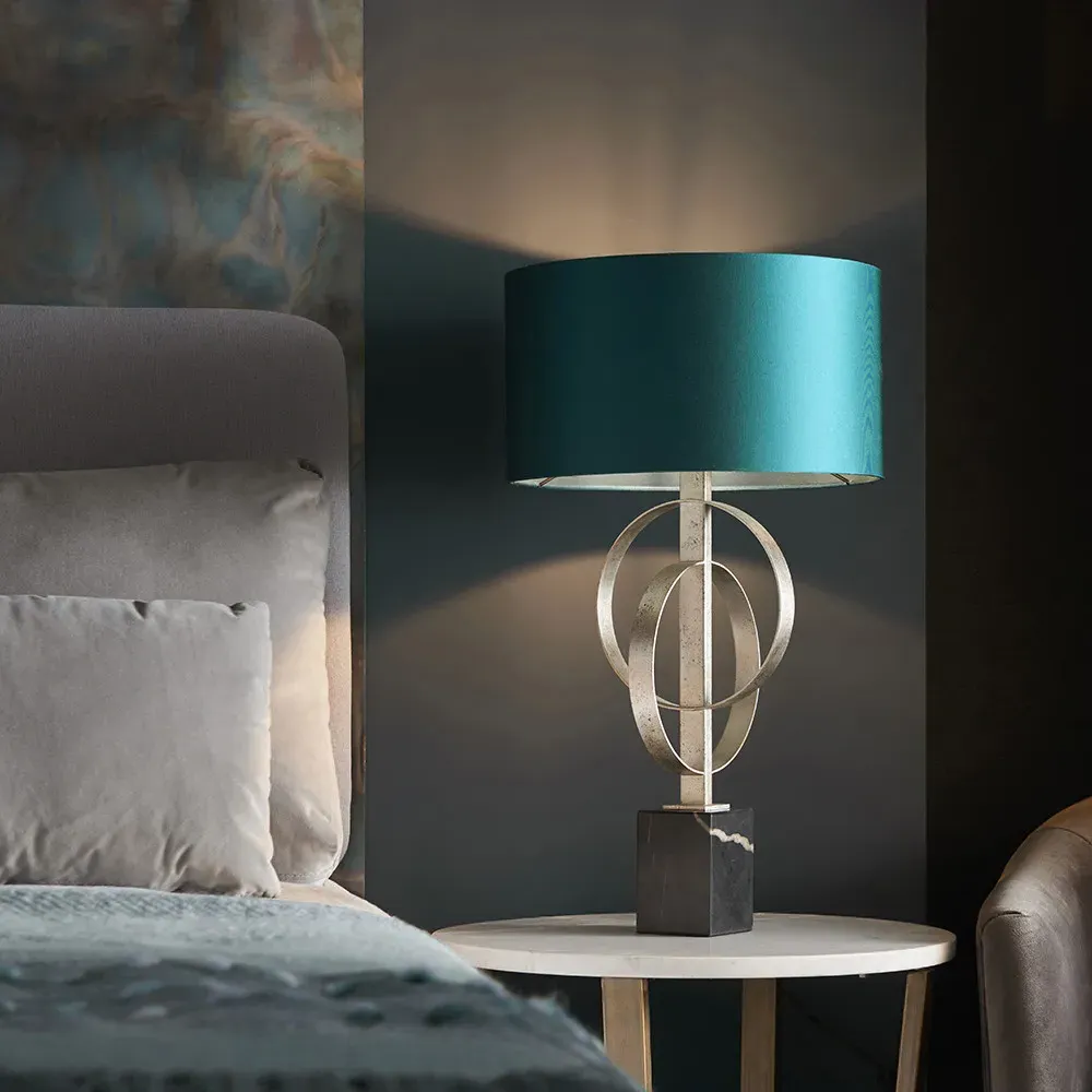 Trento Table Lamp - Silver, Satin Fabric