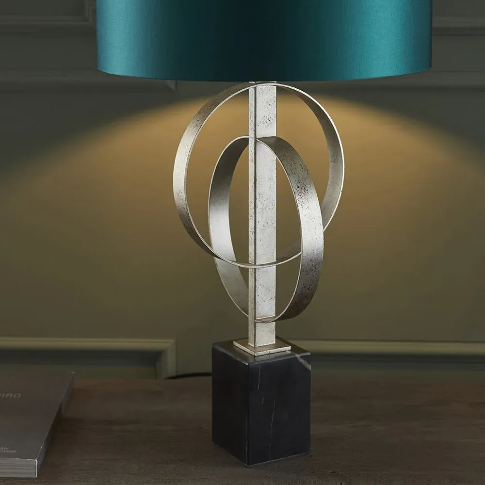 Trento Table Lamp - Silver, Satin Fabric
