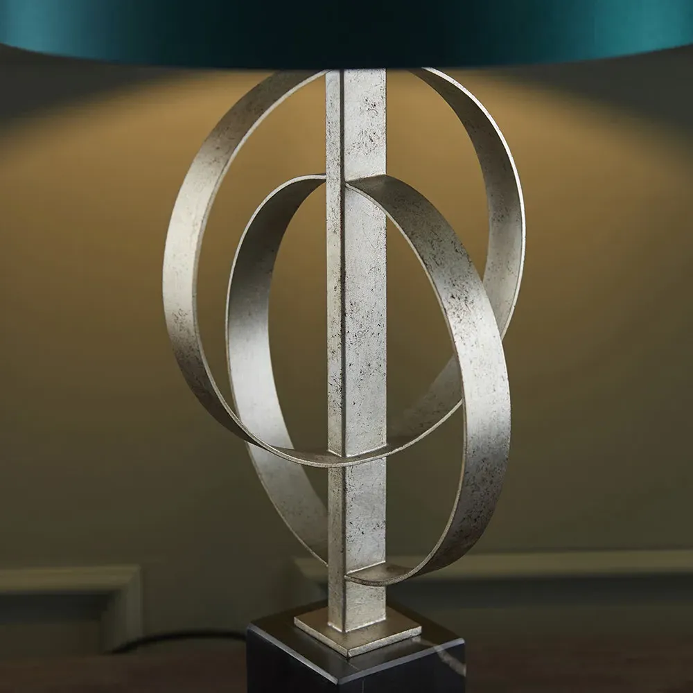 Trento Table Lamp - Silver, Satin Fabric