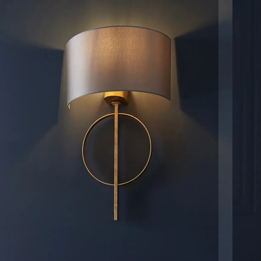 Trento Wall Lamp - Gold, Satin Fabric
