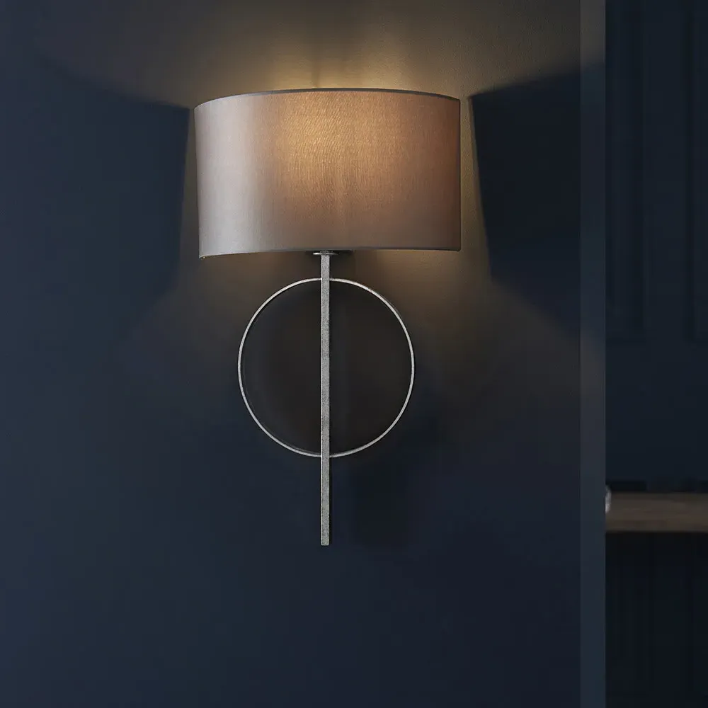 Trento Wall Lamp - Silver, Satin Fabric