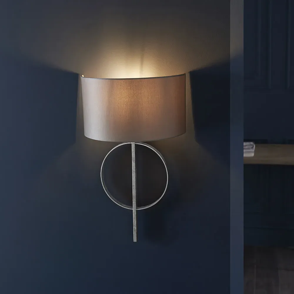 Trento Wall Lamp - Silver, Satin Fabric