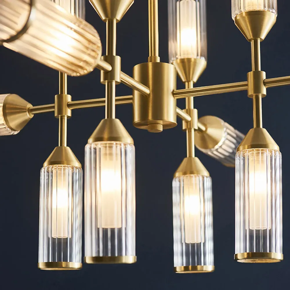 Trieste 12 Light Ceiling Pendant - Satin Brass, Frosted Glass